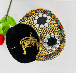 Lucciz Gold Vintage Metal Mosaic Clutch Bag