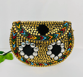 Lucciz Gold Vintage Metal Mosaic Clutch Bag - Lucciz